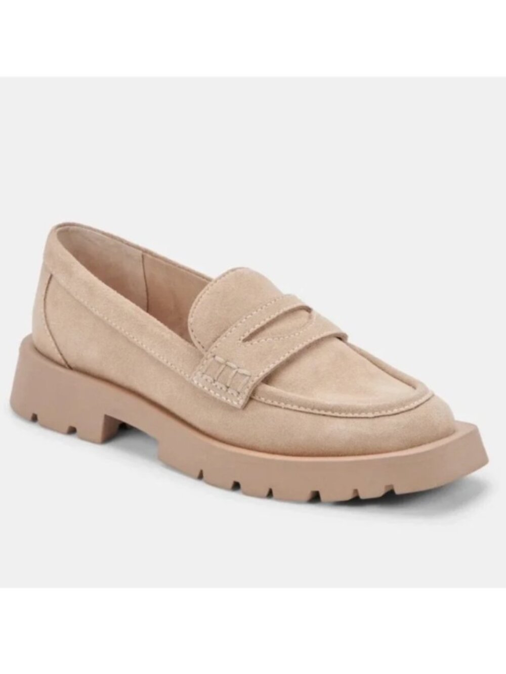 EUC Dolce Vita Elias Penny Loafers Lug Sole Dune Tan Suede Women's 9.5